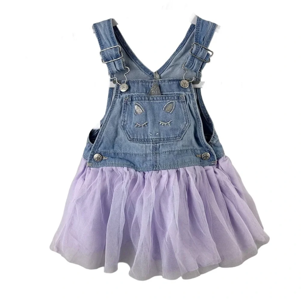 Oshkosh Unicorn Tulle Overall Denim Dress
